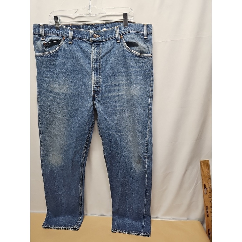 Vintage Levi's Mens 90s 505 Blue Denim Jeans USA Orange Tab Straight Leg 42x30 - Picture 4 of 16